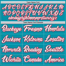 Load image into Gallery viewer, Custom Teal White-Red Authentic Throwback Basketball Jersey