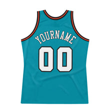 Load image into Gallery viewer, Custom Teal White-Orange Authentic Throwback Basketball Jersey