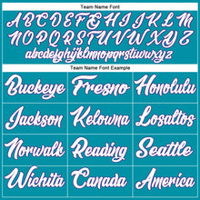 Load image into Gallery viewer, Custom Teal White-Purple Authentic Throwback Basketball Jersey