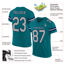 Load image into Gallery viewer, Custom Teal Gray-Navy Mesh Authentic Football Jersey