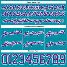 Load image into Gallery viewer, Custom Teal White Pinstripe Purple-White Authentic Basketball Shorts