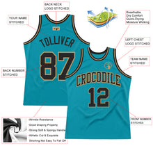 Load image into Gallery viewer, Custom Teal Black-Old Gold Authentic Throwback Basketball Jersey