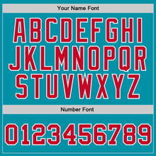 Load image into Gallery viewer, Custom Teal Red-White Authentic Throwback Basketball Jersey