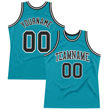 Load image into Gallery viewer, Custom Teal Black-White Authentic Throwback Basketball Jersey