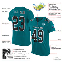 Load image into Gallery viewer, Custom Teal Black-White Mesh Authentic Football Jersey