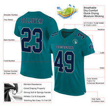 Load image into Gallery viewer, Custom Teal Navy-Gray Mesh Authentic Football Jersey