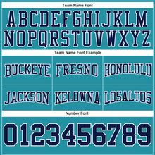 Load image into Gallery viewer, Custom Stitched Teal Navy-White Football Pullover Sweatshirt Hoodie