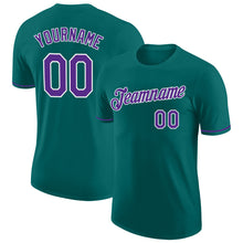 Load image into Gallery viewer, Custom Teal Purple-White Performance T-Shirt