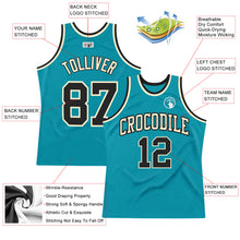 Load image into Gallery viewer, Custom Teal Black-Cream Authentic Throwback Basketball Jersey