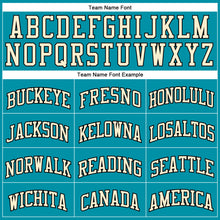 Load image into Gallery viewer, Custom Teal Black-Cream Authentic Throwback Basketball Jersey
