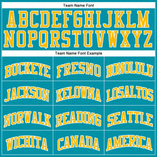 Load image into Gallery viewer, Custom Teal Gold-White Authentic Throwback Basketball Jersey