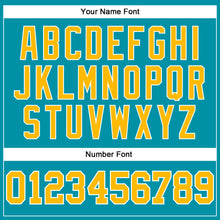 Load image into Gallery viewer, Custom Teal Gold-White Authentic Throwback Basketball Jersey