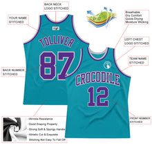 Load image into Gallery viewer, Custom Teal Purple-Gray Authentic Throwback Basketball Jersey