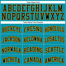 Load image into Gallery viewer, Custom Teal Black-Gold Authentic Throwback Basketball Jersey