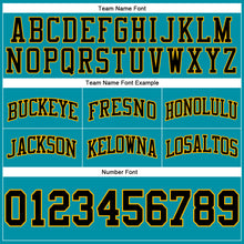 Load image into Gallery viewer, Custom Teal Black-Gold Authentic Throwback Basketball Shorts