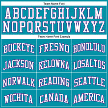Load image into Gallery viewer, Custom Teal White-Purple Authentic Throwback Basketball Jersey