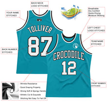 Load image into Gallery viewer, Custom Teal White-Black Authentic Throwback Basketball Jersey