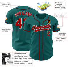 Load image into Gallery viewer, Custom Teal Red-Black Authentic Baseball Jersey