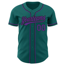 Load image into Gallery viewer, Custom Teal Purple-Black Authentic Baseball Jersey