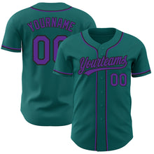 Load image into Gallery viewer, Custom Teal Purple-Black Authentic Baseball Jersey