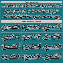 Load image into Gallery viewer, Custom Teal Black Pinstripe Black-White Authentic Baseball Jersey