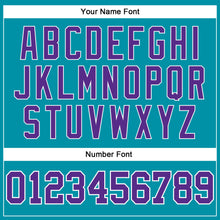 Load image into Gallery viewer, Custom Teal White Pinstripe Purple Authentic Basketball Jersey