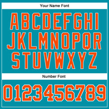 Load image into Gallery viewer, Custom Teal White Pinstripe Orange Authentic Basketball Jersey