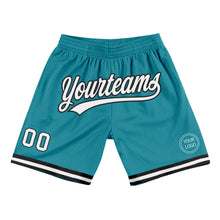 Load image into Gallery viewer, Custom Teal White-Black Authentic Throwback Basketball Shorts