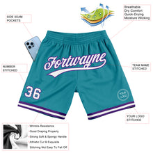 Load image into Gallery viewer, Custom Teal White-Purple Authentic Throwback Basketball Shorts
