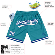 Load image into Gallery viewer, Custom Teal White-Royal Authentic Throwback Basketball Shorts