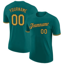 Load image into Gallery viewer, Custom Teal Old Gold-Black Performance T-Shirt