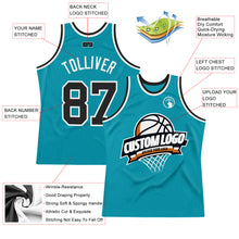 Load image into Gallery viewer, Custom Teal Black-White Authentic Throwback Basketball Jersey