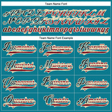 Load image into Gallery viewer, Custom Teal Vintage USA Flag Cream-Black Hockey Lace Neck Jersey