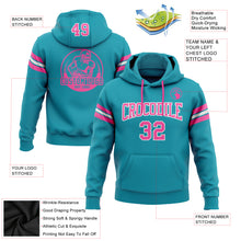Load image into Gallery viewer, Custom Stitched Teal Pink-White Football Pullover Sweatshirt Hoodie