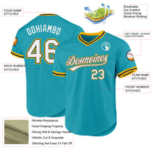 Load image into Gallery viewer, Custom Teal Black-Gold Authentic Throwback Baseball Jersey