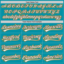 Load image into Gallery viewer, Custom Teal Black-Gold Authentic Throwback Baseball Jersey