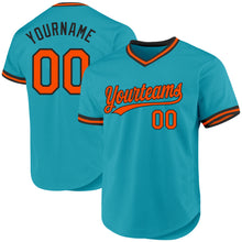Load image into Gallery viewer, Custom Teal Orange-Black Authentic Throwback Baseball Jersey