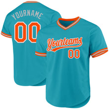 Load image into Gallery viewer, Custom Teal Orange-Gray Authentic Throwback Baseball Jersey