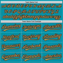 Load image into Gallery viewer, Custom Teal Black-Old Gold Authentic Throwback Baseball Jersey