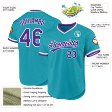 Load image into Gallery viewer, Custom Teal Purple-White Authentic Throwback Baseball Jersey