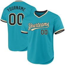 Load image into Gallery viewer, Custom Teal Black-Cream Authentic Throwback Baseball Jersey