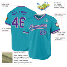 Load image into Gallery viewer, Custom Teal Purple-Gray Authentic Throwback Baseball Jersey