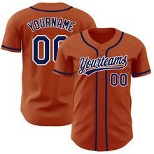 Load image into Gallery viewer, Custom Texas Orange Navy-White Authentic Baseball Jersey