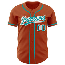 Load image into Gallery viewer, Custom Texas Orange Teal-White Authentic Baseball Jersey