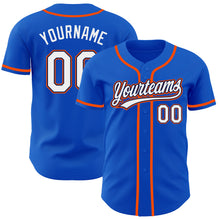 Load image into Gallery viewer, Custom Thunder Blue White Navy-Orange Authentic Baseball Jersey