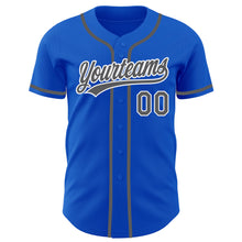 Load image into Gallery viewer, Custom Thunder Blue Steel Gray-White Authentic Baseball Jersey