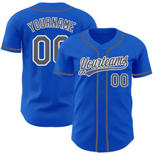 Load image into Gallery viewer, Custom Thunder Blue Steel Gray-White Authentic Baseball Jersey