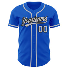 Load image into Gallery viewer, Custom Thunder Blue Gray-Black Authentic Baseball Jersey