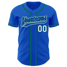 Load image into Gallery viewer, Custom Thunder Blue White-Kelly Green Authentic Baseball Jersey