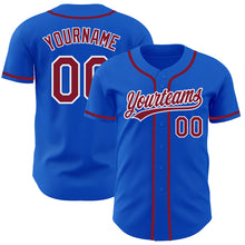 Load image into Gallery viewer, Custom Thunder Blue Crimson-White Authentic Baseball Jersey
